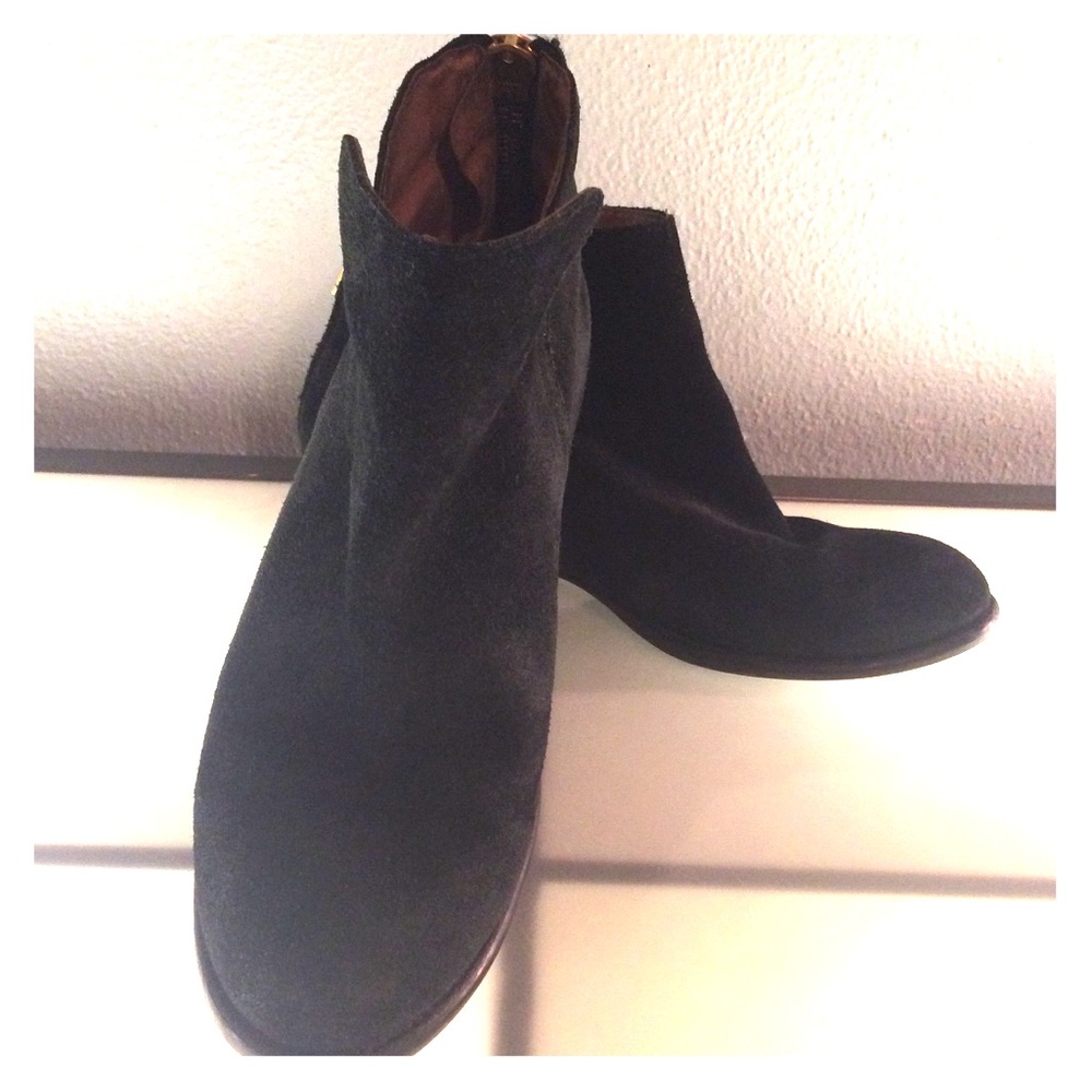 Anthropologie Black Suede Ankle Booties